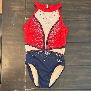 Anchor Activewear USA Bling Red, White and Blue Gymnastics Leotard
